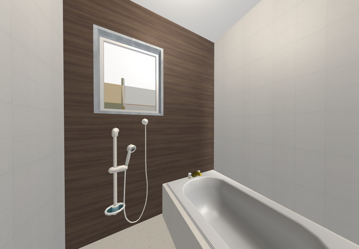 浴室は高級感のある濃い木目のデザイン