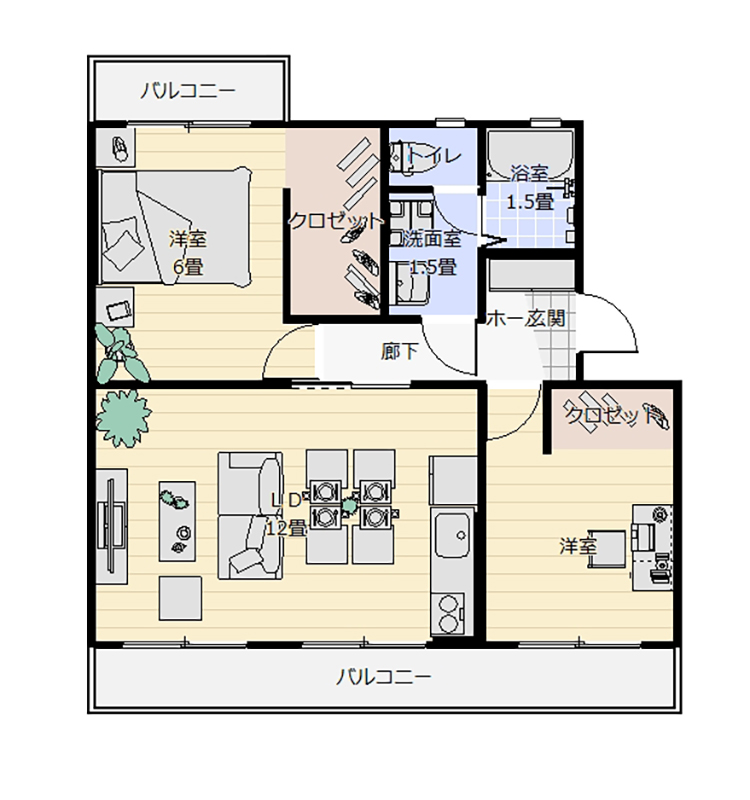 1つ目にご紹介したお部屋の間取りです。